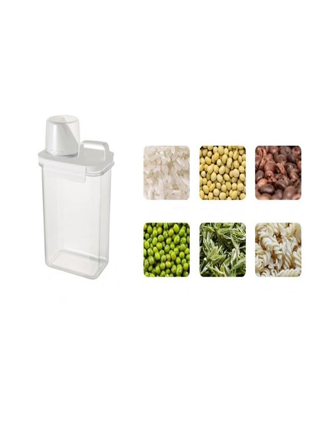 Frianchlly 2PCS Airtight Food Storage Containers measuring Cup Plastic Dry Food Canisters for Kitchen Pantry Organization and Storage One handed Leak Proof Lids White(1800ml/63.36oz) - Image 2