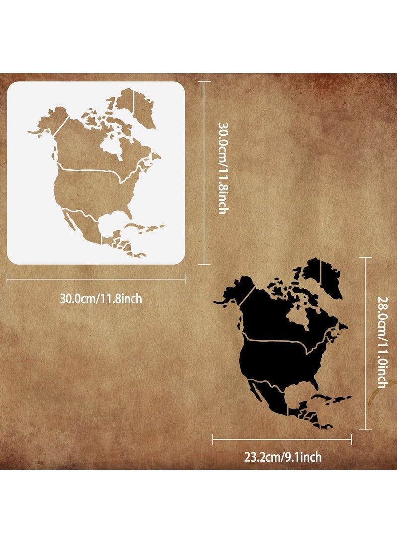 FINGERINSPIRE FINGERINSPIRE North America Map Stencil 11.8x11.8 inch Hollow Out United States Canada Mexico Map Drawing Stencil Reusable North America Travel Place Map Craft Stencil for Photo Album, Wall, Paper  - Image 2