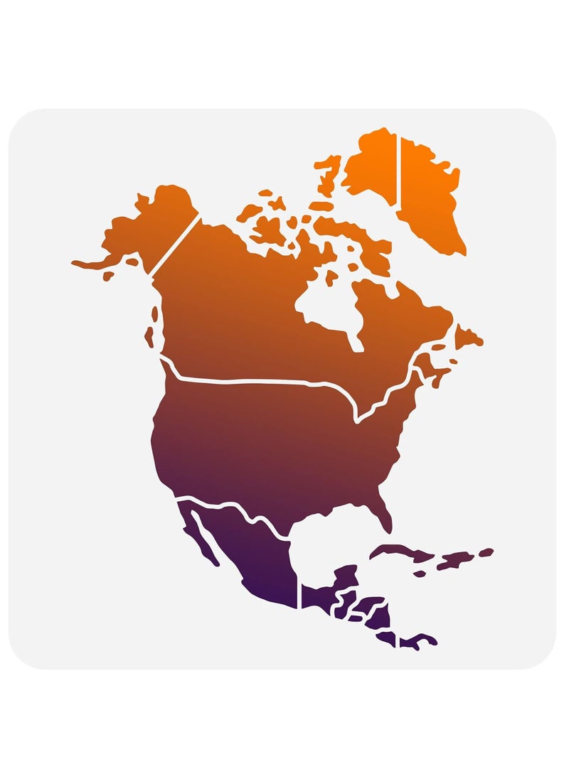 FINGERINSPIRE FINGERINSPIRE North America Map Stencil 11.8x11.8 inch Hollow Out United States Canada Mexico Map Drawing Stencil Reusable North America Travel Place Map Craft Stencil for Photo Album, Wall, Paper  - Image 1