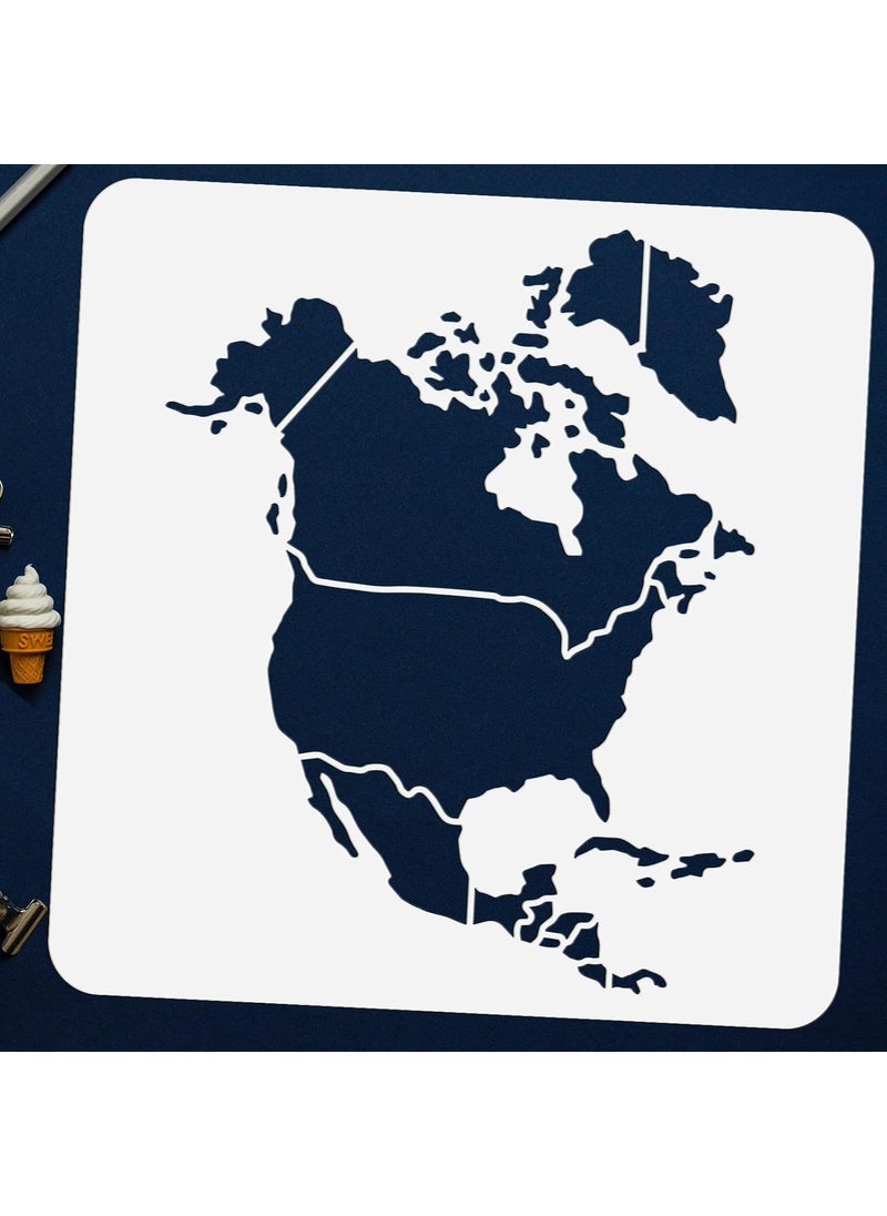 FINGERINSPIRE FINGERINSPIRE North America Map Stencil 11.8x11.8 inch Hollow Out United States Canada Mexico Map Drawing Stencil Reusable North America Travel Place Map Craft Stencil for Photo Album, Wall, Paper  - Image 3