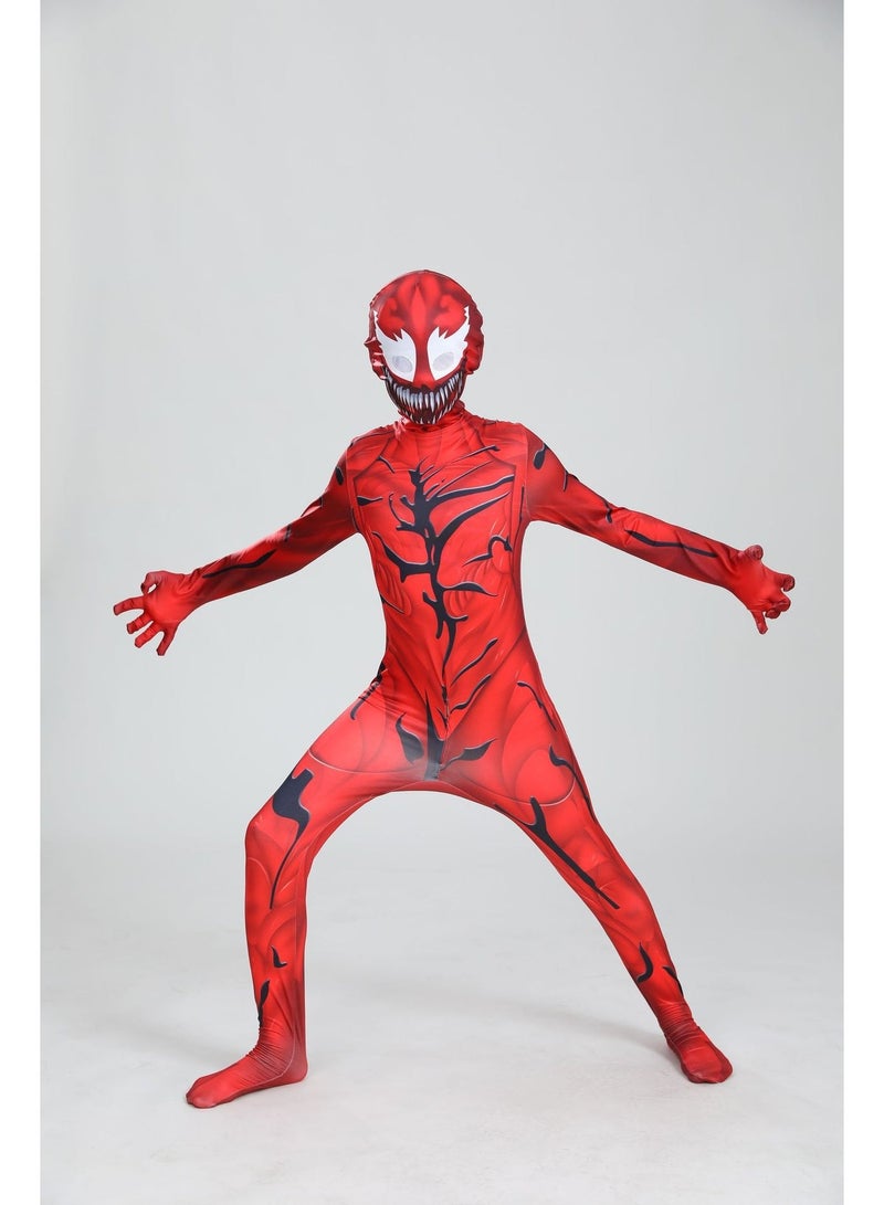 Tight-fitting clothing cosplay costume, adult and children's Venom cosplay red - Image 1