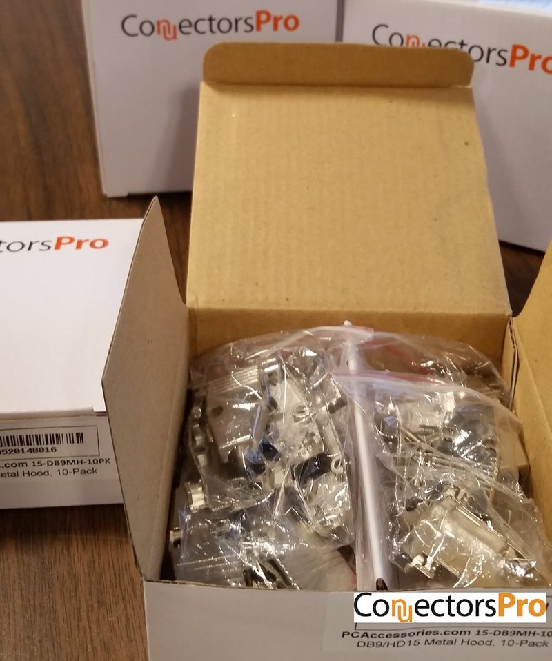 PC Accessories - Connectors Pro DB9 Metal Hood Back Shell DB-9 with Short Screws, 10-Pack for DB9 Male Female Connectors - Image 1