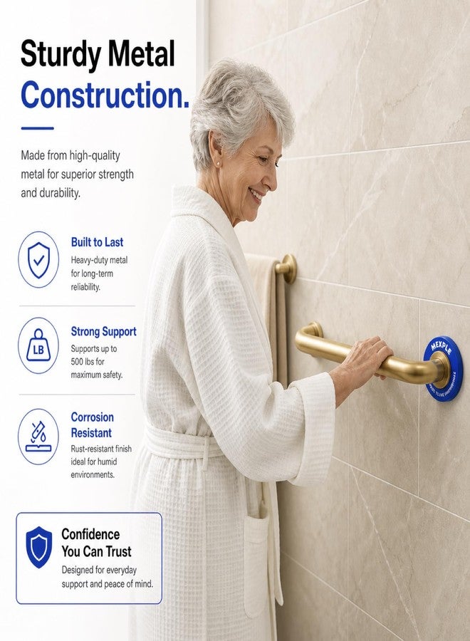 MEXPLE TeXXa12G Stainless Steel Grab Bar for Bathroom | Heavy-Duty Wall Support Handle for Elderly & Safety | Anti-Rust, Anti-Slip Grip | Ideal for Toilet, Shower & Home Safety (12 Inch) - Image 3