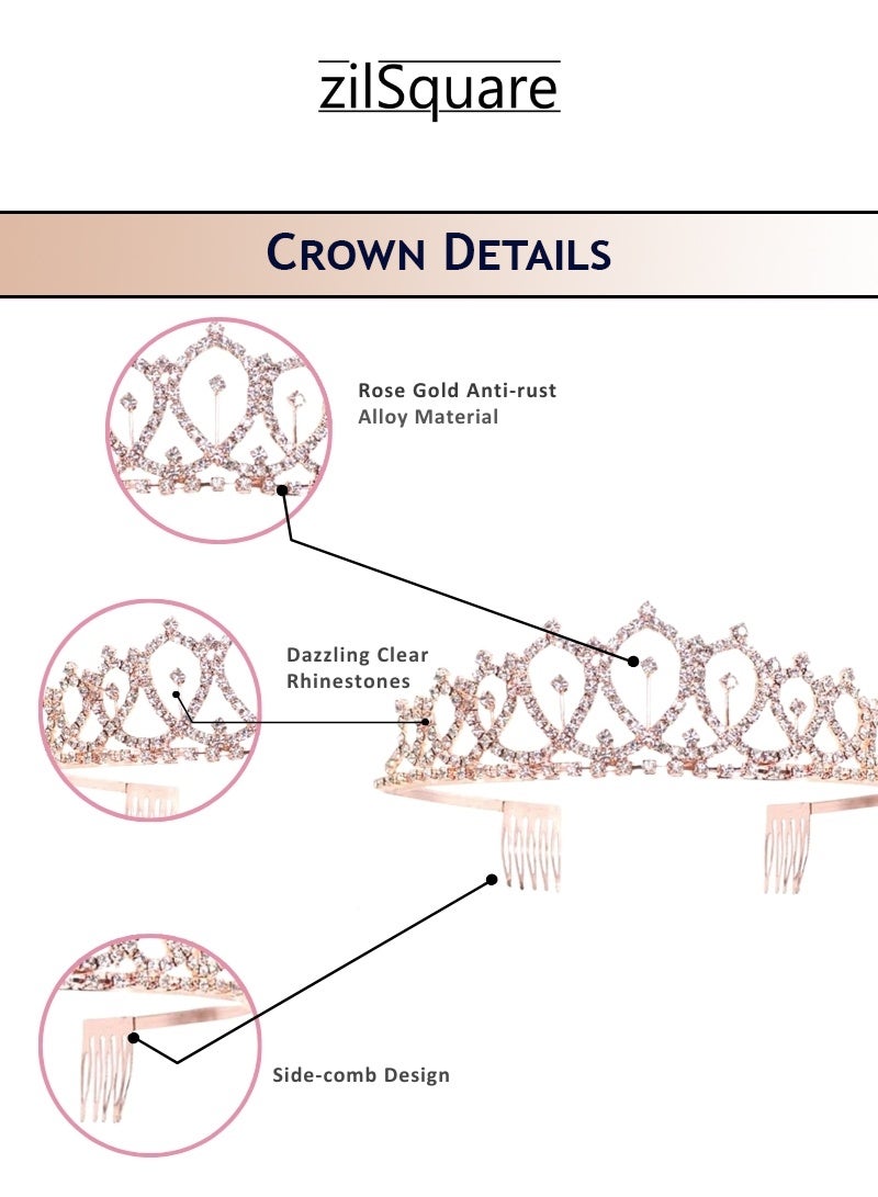 zilSquare Birthday Girl Sash & Rhinestone Tiara Set for Kids – Rose Gold Glitter Birthday Girl Sash + Princess Crown for Girls, Sparkly Rhinestone Tiara with Combs, Kids Birthday Accessories, Party Dress-Up Outfit, Celebration Kit, Photo Props, Princess Birthday Gift Set - Image 5