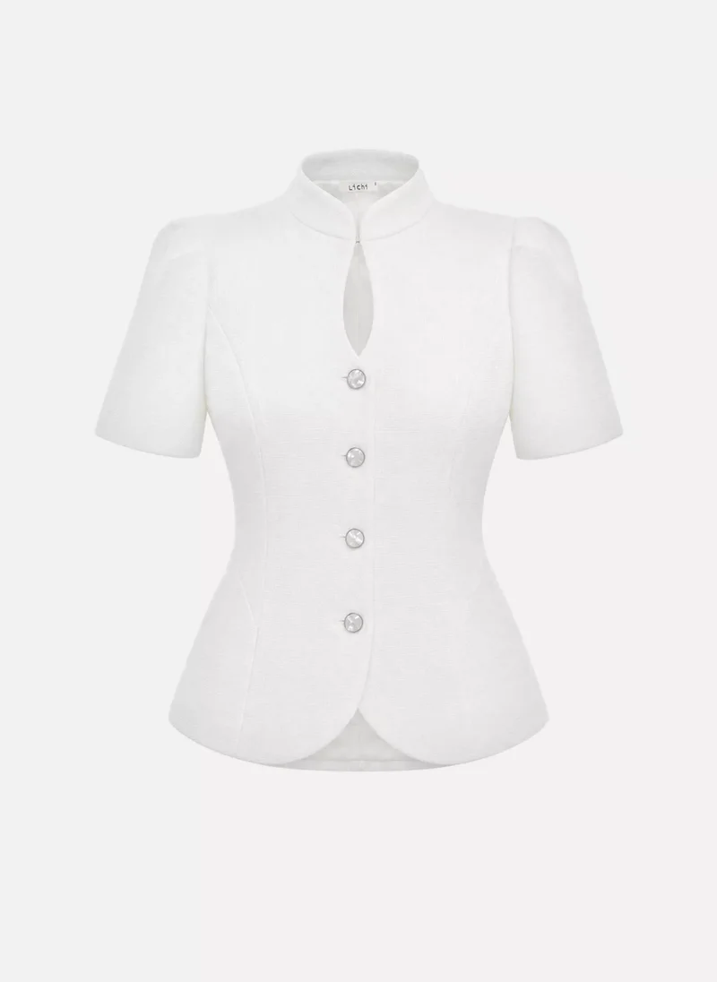Lichi Textured fabric jacket with voluminous short sleeves