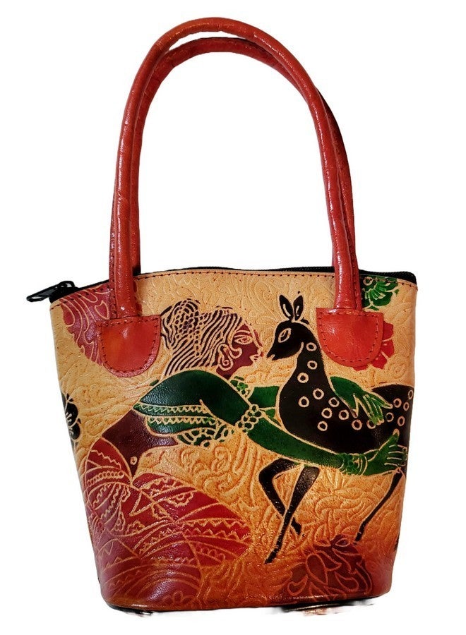 CLASSIQUE Womens Shantiniketan Pure Leather Ethnic Printed Hand Bag Purse Small Batua Lady With Elephant, Multicolor - Image 4