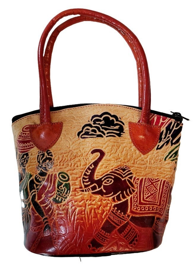 CLASSIQUE Womens Shantiniketan Pure Leather Ethnic Printed Hand Bag Purse Small Batua Lady With Elephant, Multicolor - Image 3