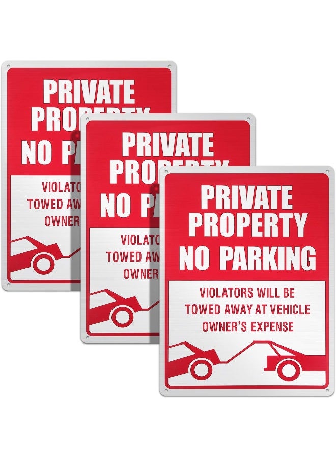 Outus 3 Pieces No Parking Sign Private Property Sign Violators Will Be Towed Sign Aluminum Sign Rust Free Weatherproof Indoor And Outdoor Use, 10 X 14 Inches  - Image 4
