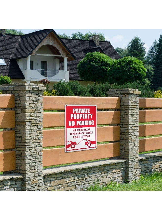 Outus 3 Pieces No Parking Sign Private Property Sign Violators Will Be Towed Sign Aluminum Sign Rust Free Weatherproof Indoor And Outdoor Use, 10 X 14 Inches  - Image 3