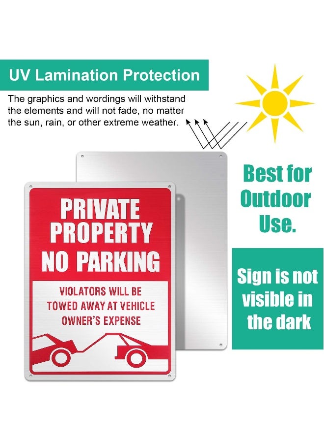 Outus 3 Pieces No Parking Sign Private Property Sign Violators Will Be Towed Sign Aluminum Sign Rust Free Weatherproof Indoor And Outdoor Use, 10 X 14 Inches  - Image 1
