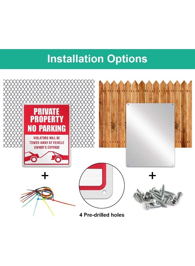 Outus 3 Pieces No Parking Sign Private Property Sign Violators Will Be Towed Sign Aluminum Sign Rust Free Weatherproof Indoor And Outdoor Use, 10 X 14 Inches  - Image 2