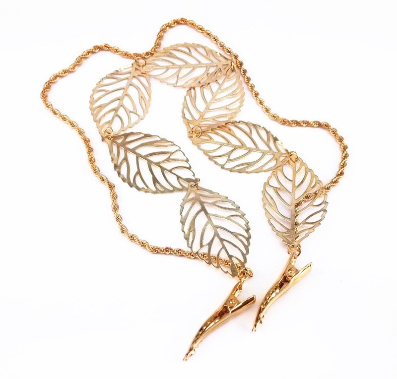 يوتون قطعتا مشبك بأسنان عريضة بسلسلة وبتصميم أوراق مفرغة - Image 3