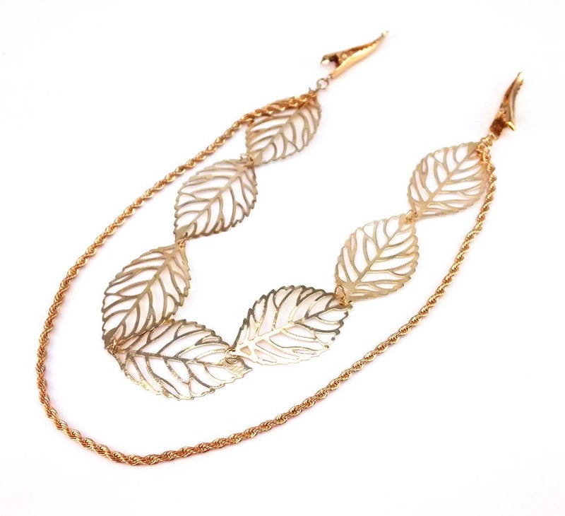 يوتون قطعتا مشبك بأسنان عريضة بسلسلة وبتصميم أوراق مفرغة - Image 5