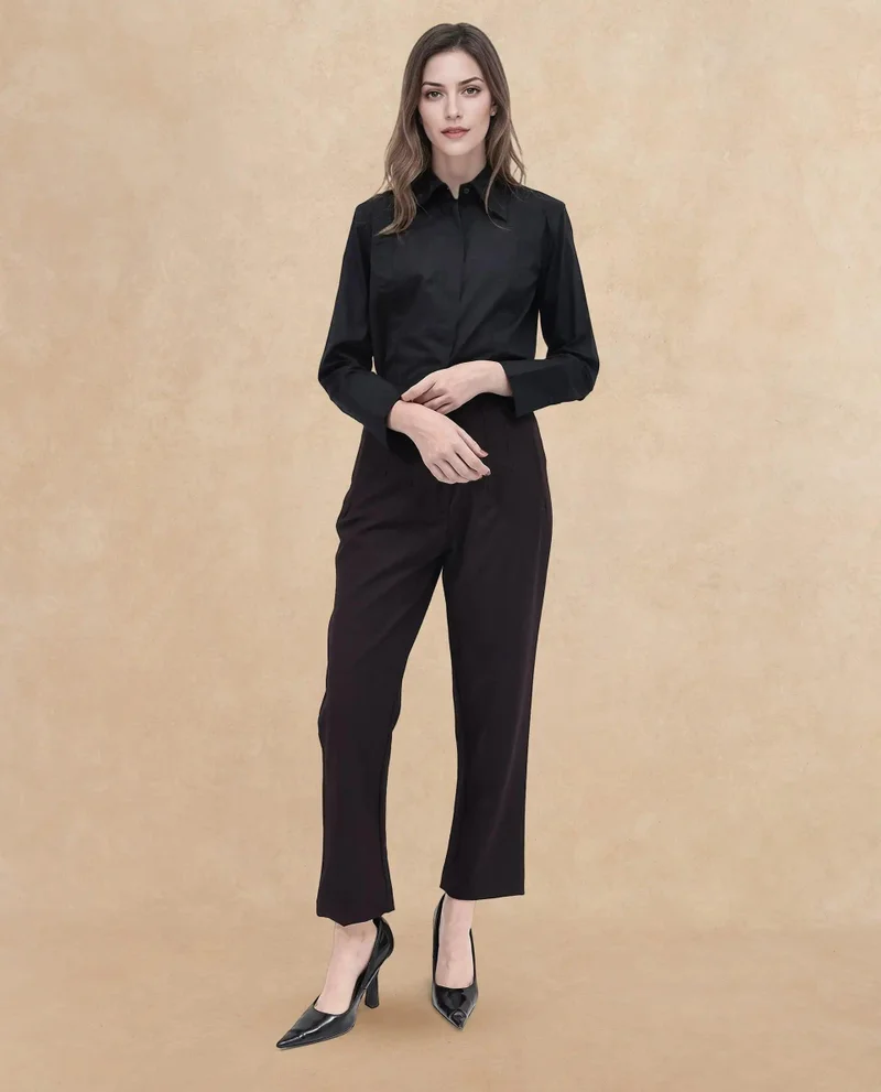 Rareism Women's High Waist Tapered Fit Trouser