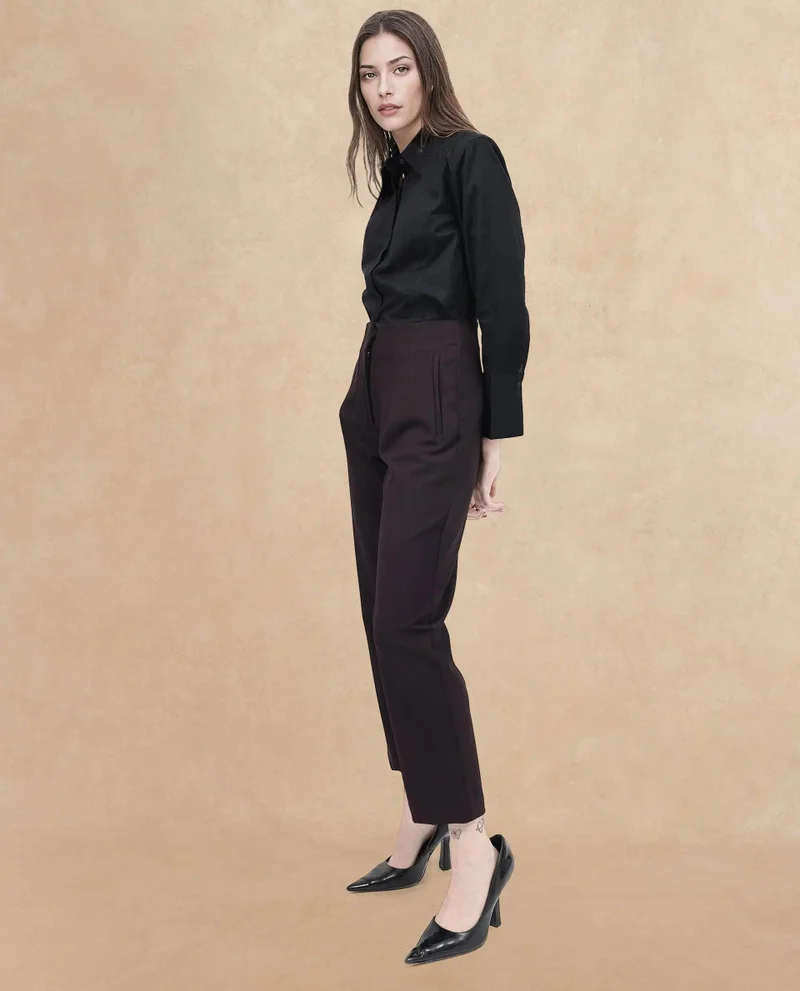 Rareism Women's High Waist Tapered Fit Trouser
