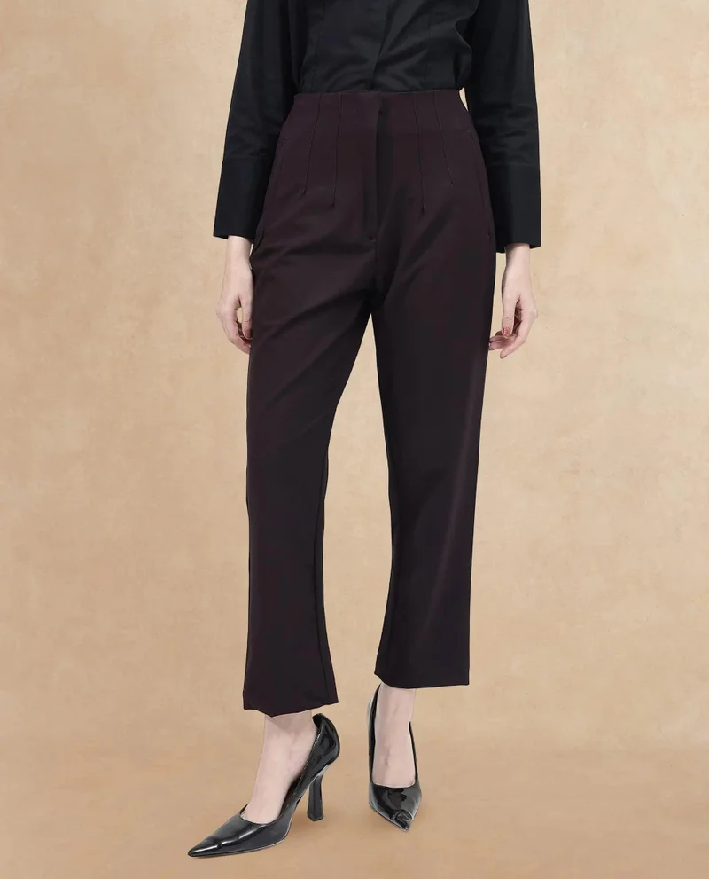 Rareism Women's High Waist Tapered Fit Trouser