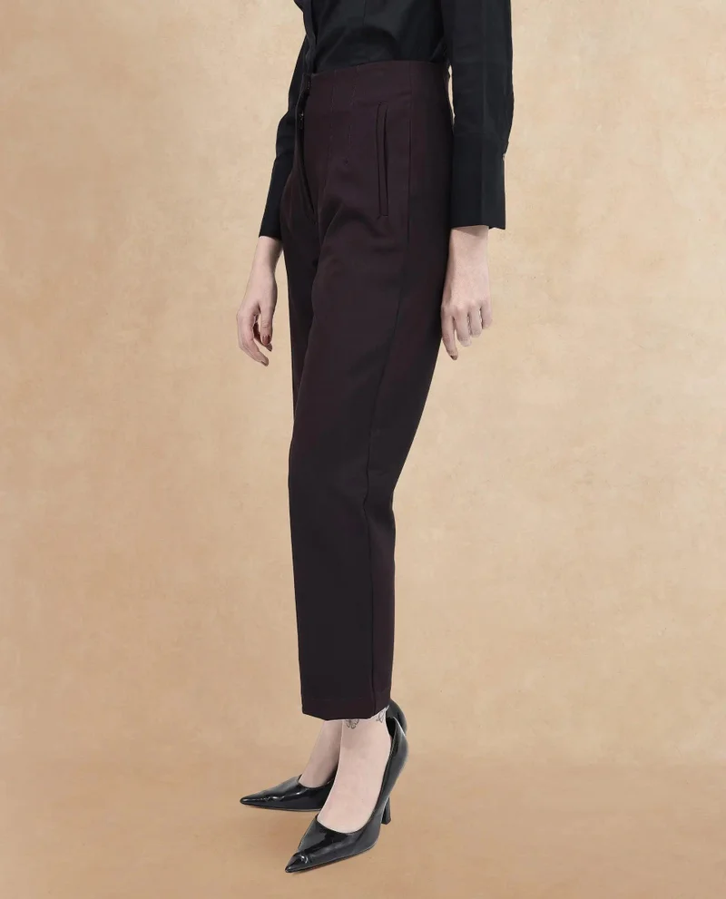Rareism Women's High Waist Tapered Fit Trouser
