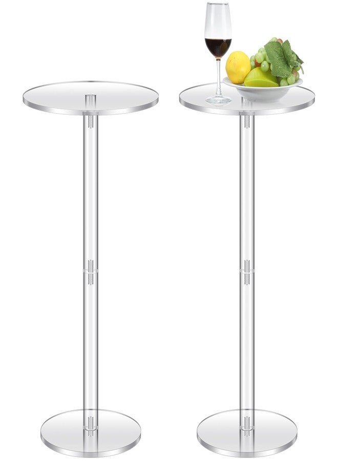 Lineshading 2 Pcs Acrylic Drink Side Tables 10 l x 10 W x 24.2 H Clear Living Room Round Coffee Cocktail Tables for Small Space End for Living Room Balcony Bedroom Easy Assembly - Image 1