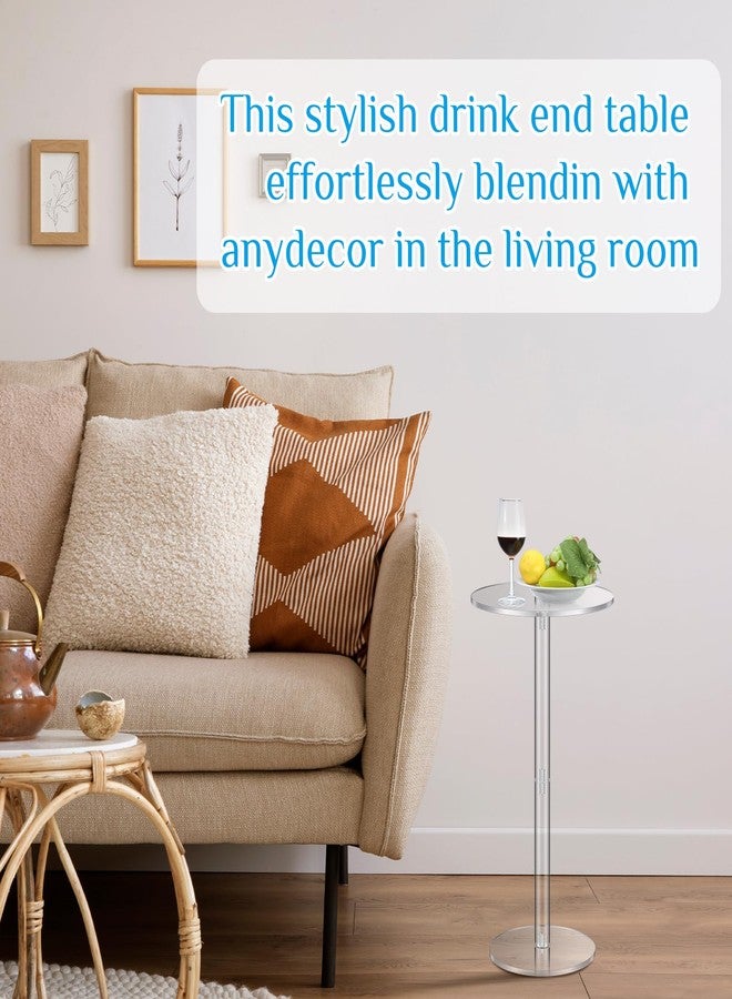 Lineshading 2 Pcs Acrylic Drink Side Tables 10 l x 10 W x 24.2 H Clear Living Room Round Coffee Cocktail Tables for Small Space End for Living Room Balcony Bedroom Easy Assembly - Image 4