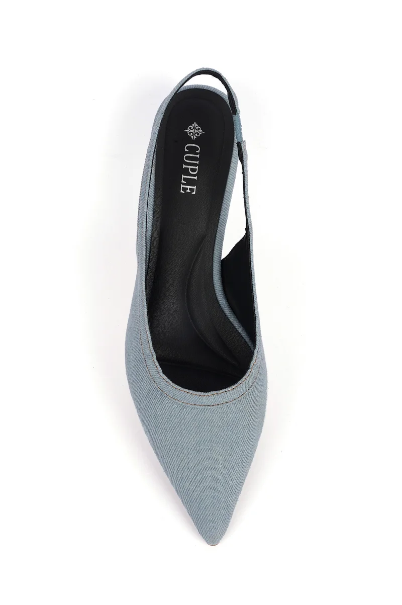 Cuple Sling back Healed Denim Pumps