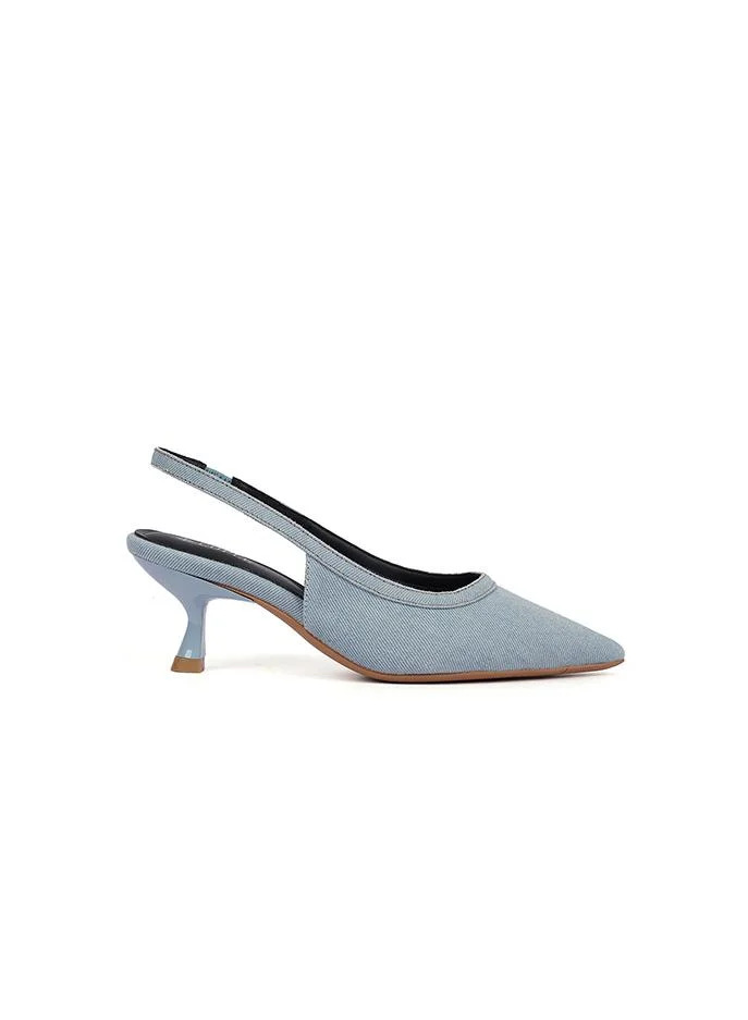 كابلي حذاء كعب عالي من الدنيم بحزام خلفي