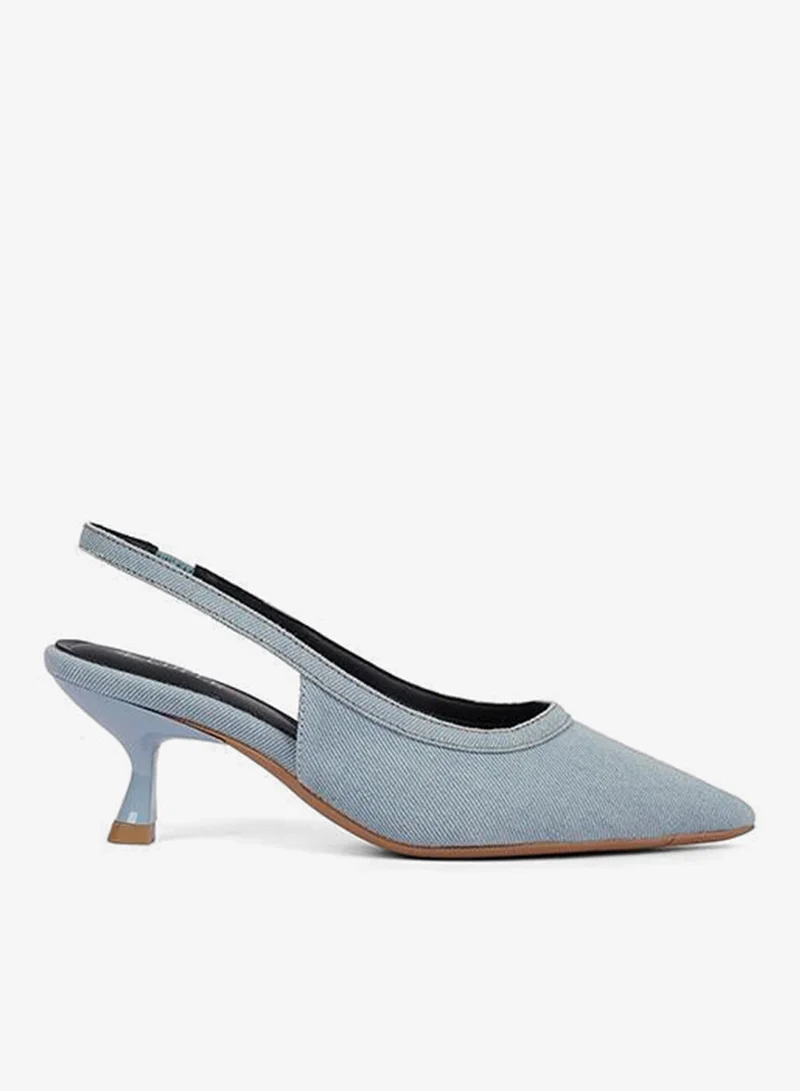 كابلي حذاء كعب عالي من الدنيم بحزام خلفي