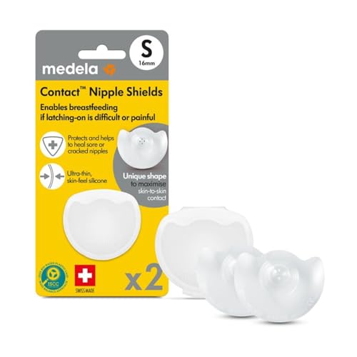 Medela ميدلا كونتاكت نيبيل شيلدز - خالية من BPA، مصنوعة من سيليكون ناعم فائق النحافة، تشمل درعين وحافظة، 20 مم، متوسطة - Image 2