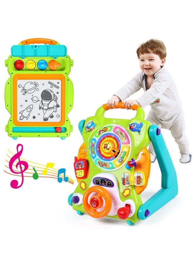 ORWINE 3 In 1 Baby Walker For Boy Girls Sit To Stand Toy Activity Center Drawing Board Infant Toys For 1 Year Old Birthday Gifts 9 12 18 Months 2 3 Year Old Kid Toddler Push Toy Musical Sound Light Effect - Image 1