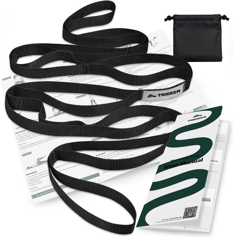 Trideer Stretching Strap Yoga Strap for Physical Therapy, 10 Loops Yoga Straps for Stretching, Non-Elastic Stretch Strap for Pilates, Exercise, Stretch Band for Women & Men - Image 1