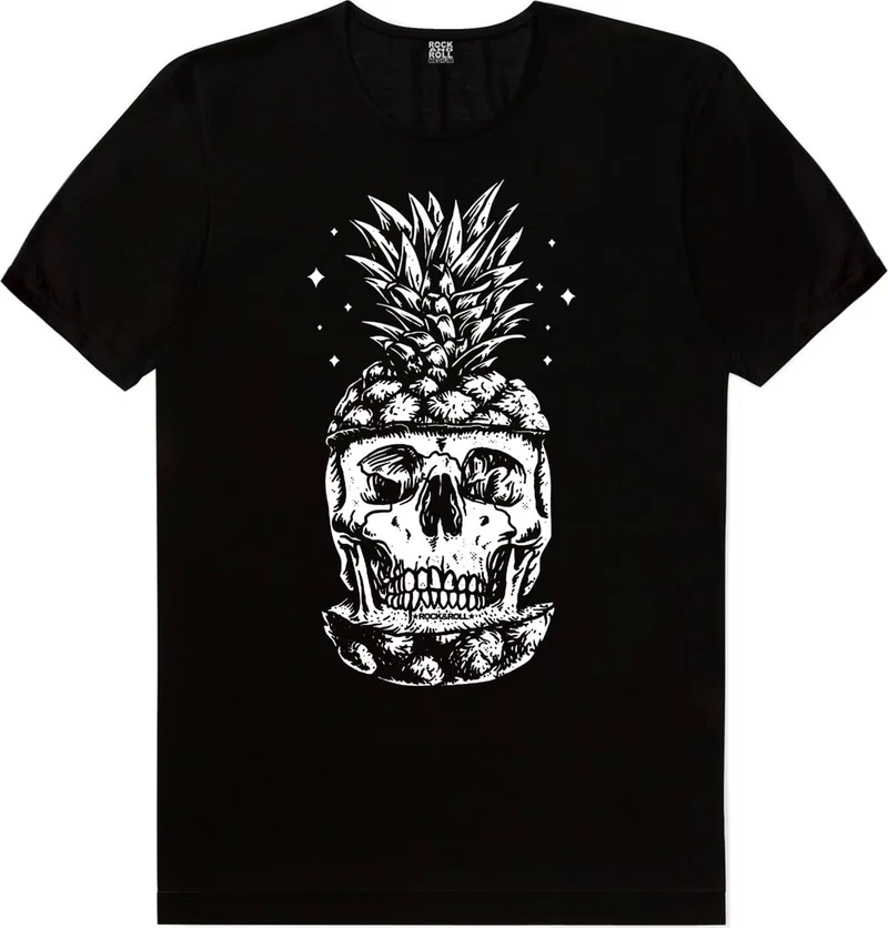 Rock&Roll Pineapple Head Black Short Sleeve Men's T-Shirt