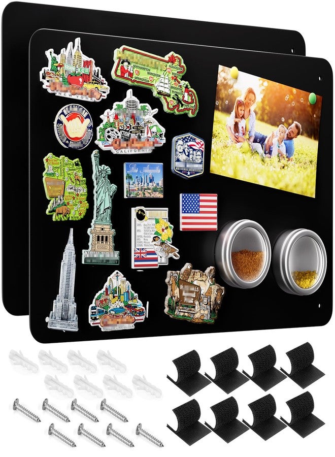 MaxGear Metal Magnetic Board 17.5" x 11.4" 2 Pack Black Magnet Bulletin Board for Wall, Refrigerator, Magnetic Board Display Notes, Photos, and More - includes Dual Lock Tape and Screws - Image 1