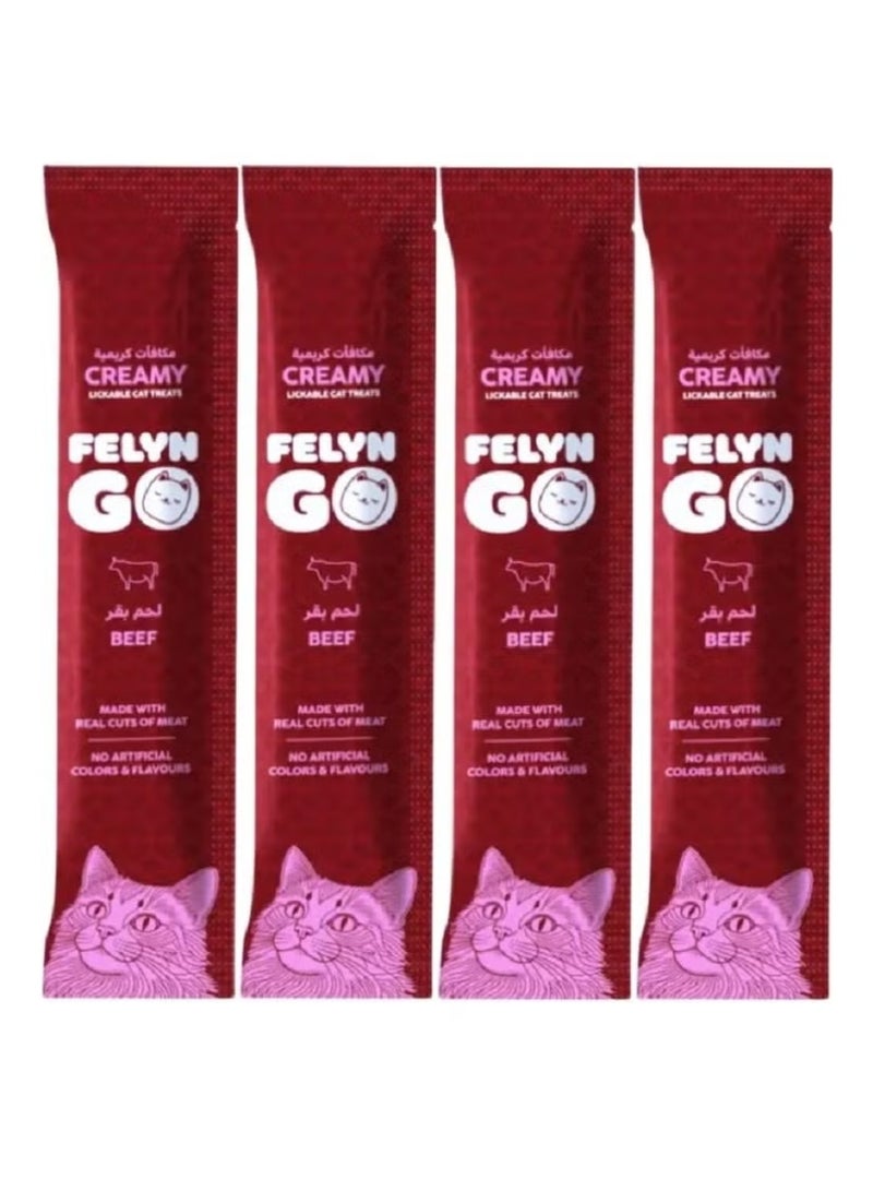 Felyn GO Cat Creamy Treats Beef Flavor 4 x 15g Artificial Color & Flavor-Free Formula - Cat Treats - Image 2