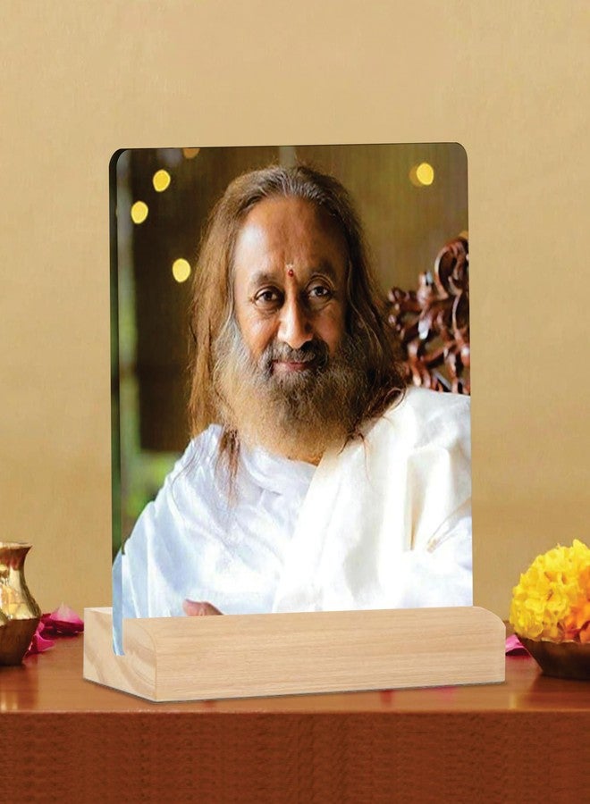 Giftplease Sri Sri Ravi Shankar ji Tabletop Photo Frame with Wooden Stand | Desk Frame for Home & Office D cor | Spiritual & Inspirational Gift | Elegant Display Frame for Pictures GMP_73 - Image 5