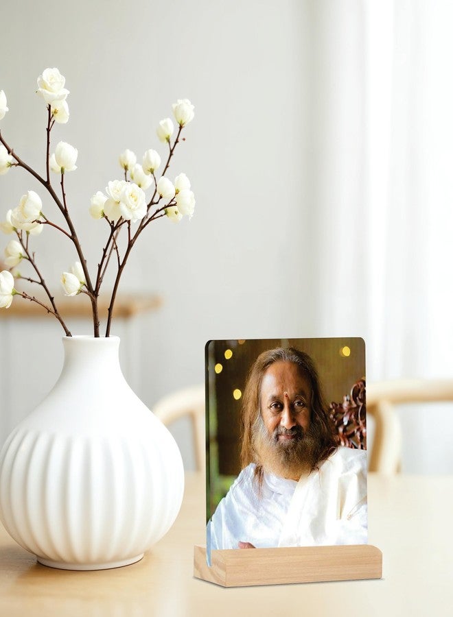 Giftplease Sri Sri Ravi Shankar ji Tabletop Photo Frame with Wooden Stand | Desk Frame for Home & Office D cor | Spiritual & Inspirational Gift | Elegant Display Frame for Pictures GMP_73 - Image 4