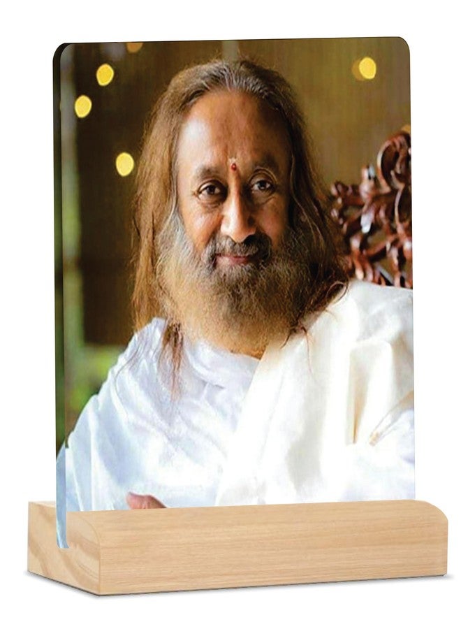 Giftplease Sri Sri Ravi Shankar ji Tabletop Photo Frame with Wooden Stand | Desk Frame for Home & Office D cor | Spiritual & Inspirational Gift | Elegant Display Frame for Pictures GMP_73 - Image 1