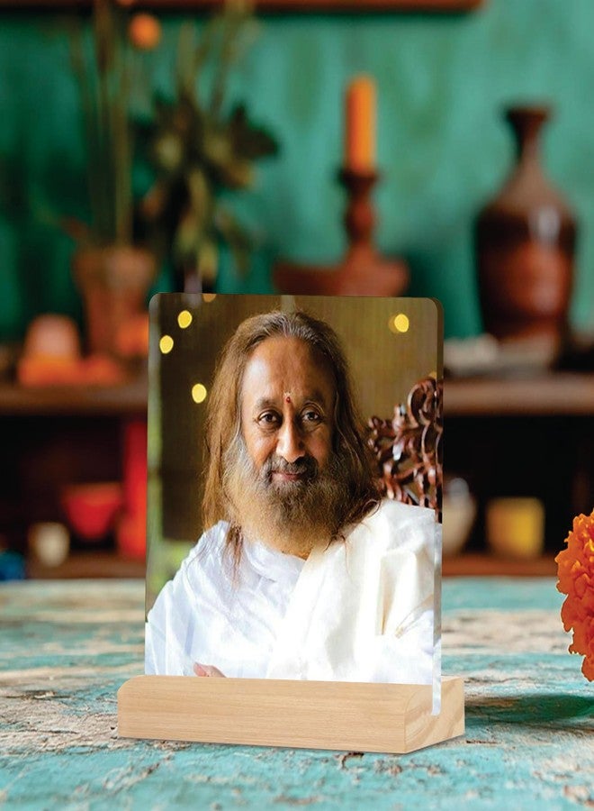 Giftplease Sri Sri Ravi Shankar ji Tabletop Photo Frame with Wooden Stand | Desk Frame for Home & Office D cor | Spiritual & Inspirational Gift | Elegant Display Frame for Pictures GMP_73 - Image 3