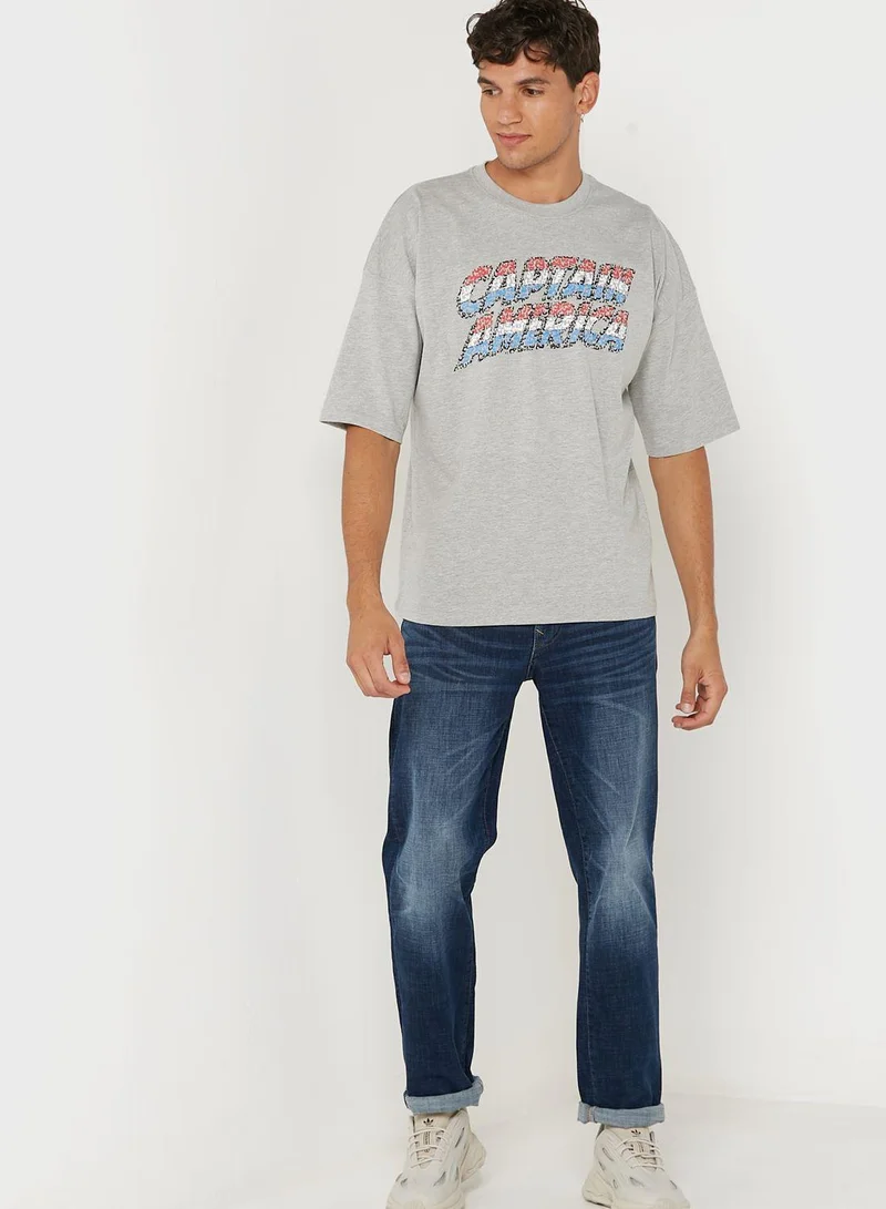 Urban Haul Captain America Oversized Crew Neck T-Shirt