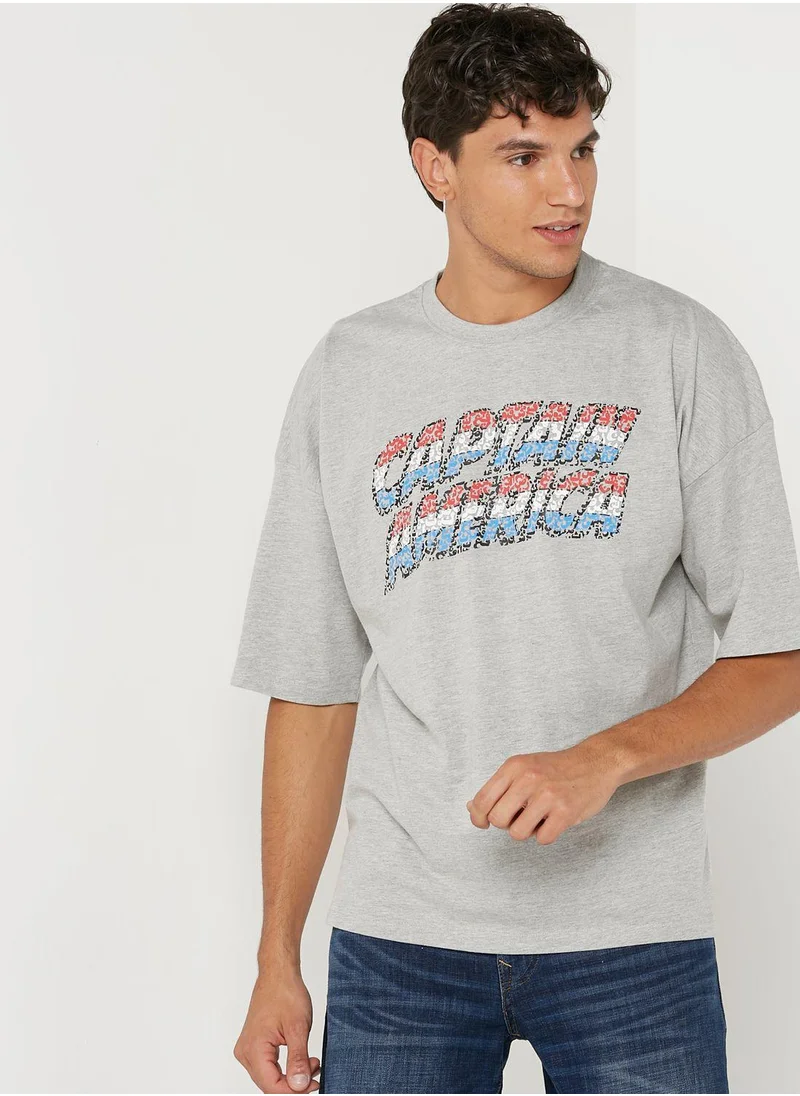 Urban Haul Captain America Oversized Crew Neck T-Shirt