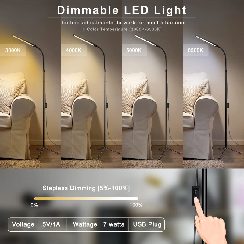 Ebest Led Floor Lamp for eyelash extensions Standing light Floor Lamps for Office Standing Lamp Brightness eyelash lamp tattoo Light Eye Caring Reading lamp for Bedroom makeup light lash light extension - Image 3