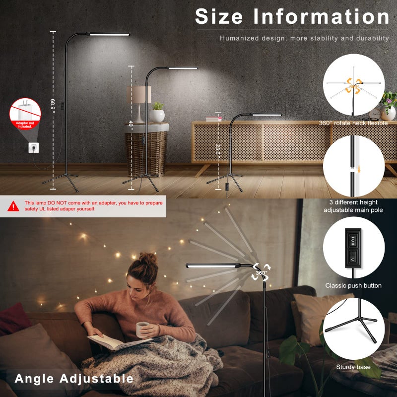Ebest Led Floor Lamp for eyelash extensions Standing light Floor Lamps for Office Standing Lamp Brightness eyelash lamp tattoo Light Eye Caring Reading lamp for Bedroom makeup light lash light extension - Image 5