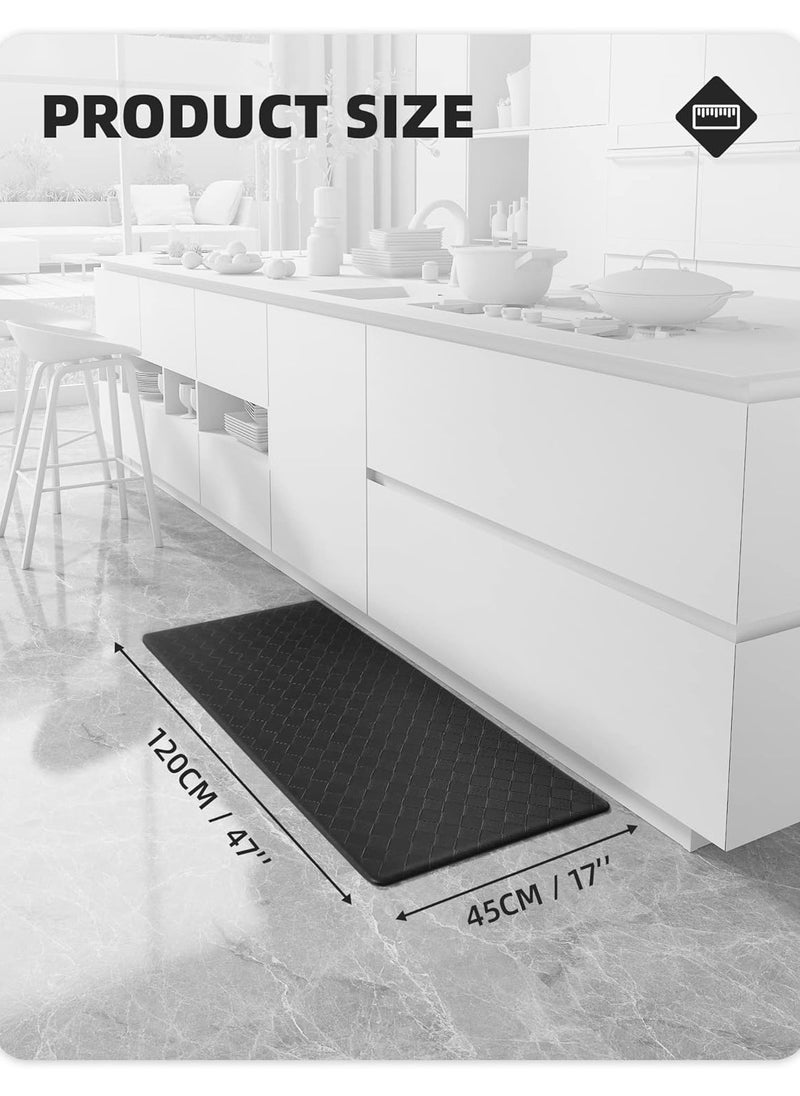 YIM-VIBEHAUS - Kitchen Mat, Anti Fatigue Floor Mat Kitchen Rug, Multifunctional Kitchen Runner for Kitchen, Floor, Office, Sink, Laundry (Black 45 x 120 cm) - Image 1