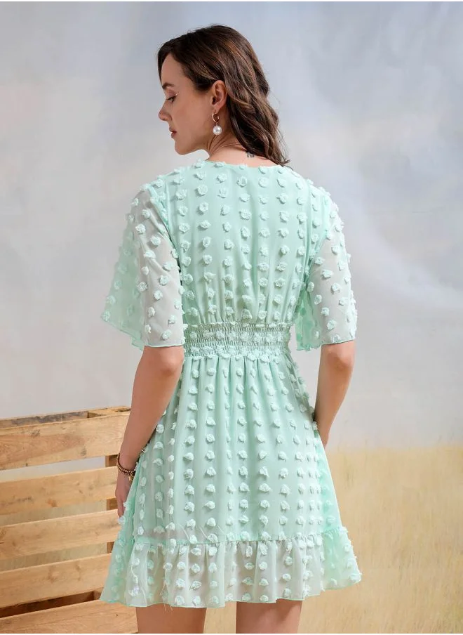 Freehand Women Fit and Flared Casual Textured Mini Dress