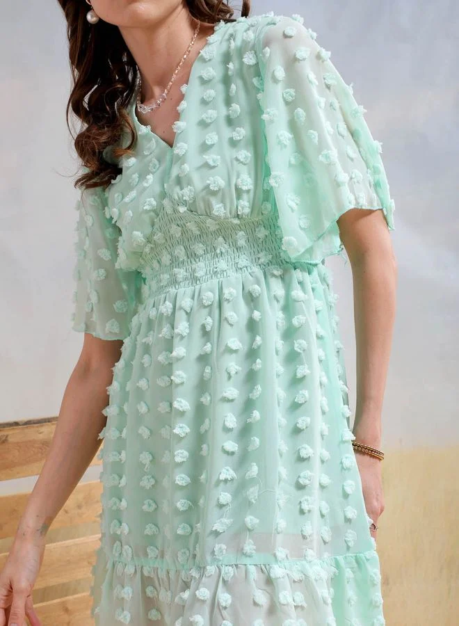 مرفوعة Women Fit and Flared Casual Textured Mini Dress