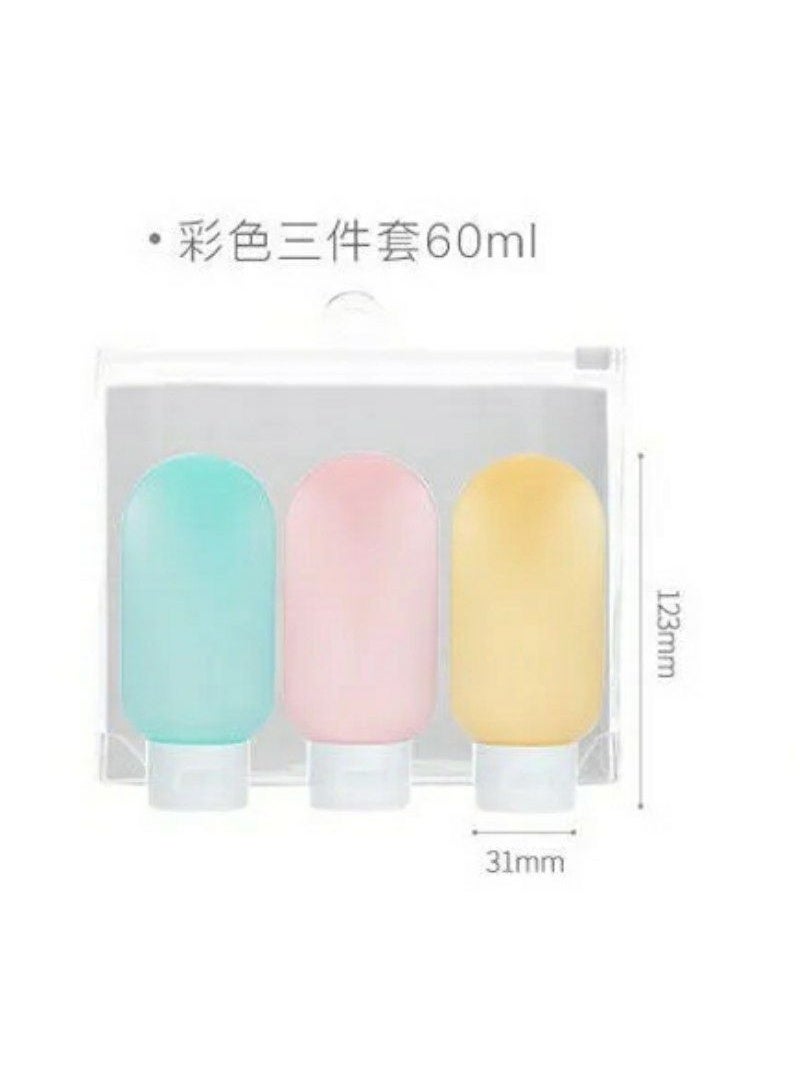 3-Piece Travel Bottles Set for Creams & Shampoo + Storage Bag - Image 1