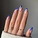 MABKJLF 24 Pcs Press On Medium French Tip Almond Fake Nails Blue Swirl Full Cover False Nails with Designs Glossy Royal Blue Nail Tip Acrylic Artificial Nails for Women Girls - Image 2