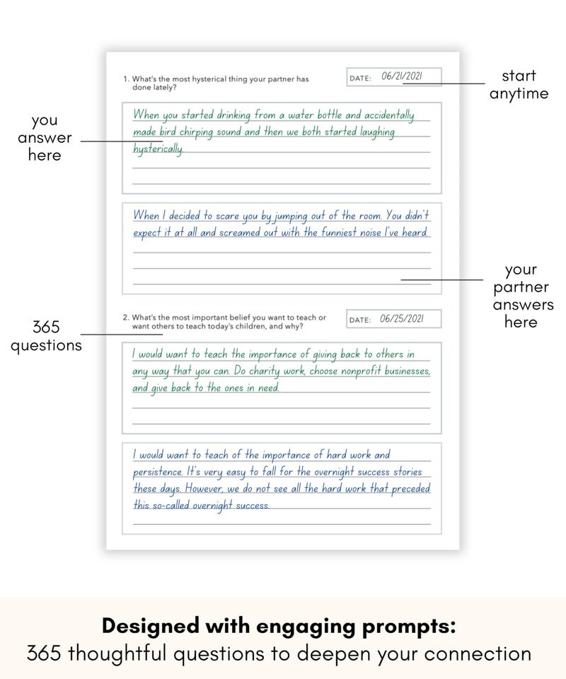 Lamare Lamare Couples Journal – Couples Adventure Book 365 Days of Questions Relationship Journal – Date Book for Couples Book – Cute Couples Gifts Workbook, Anniversary & Wedding Gifts Journal  - Image 5