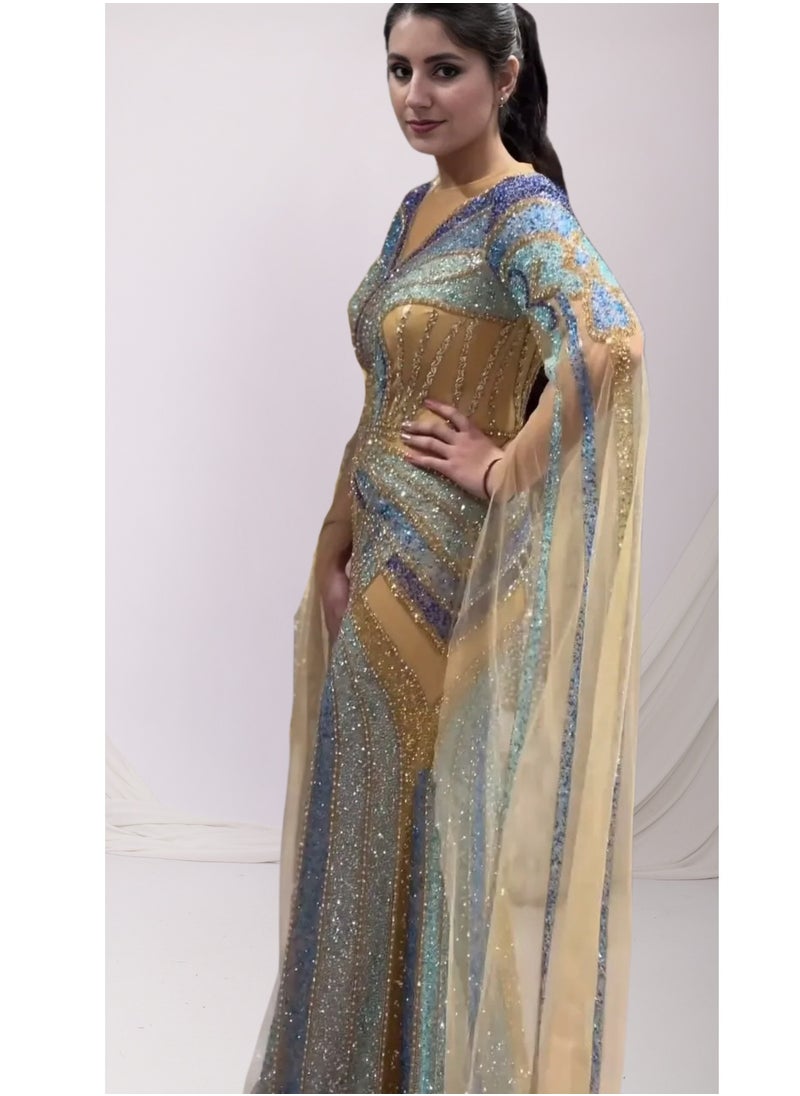 Radiant Multi Tone Glamour Gown with Cape Sleeves - pzsku/ZDEC67D5C93692BA18F39Z/45/_/1736598466/168bfbb7-9b51-455e-b06a-218cb34d2265