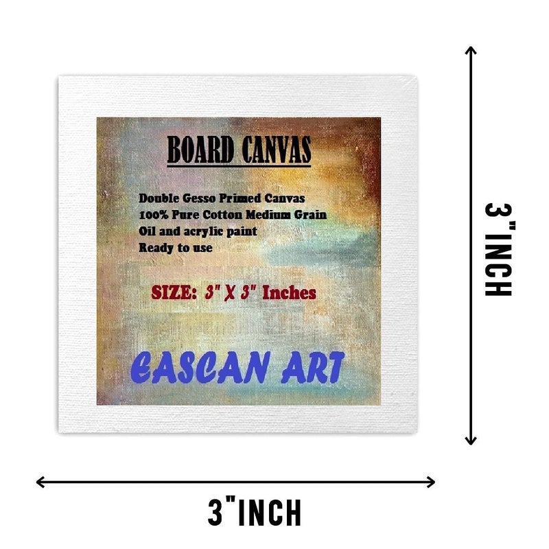 EASCAN ART Cotton Canvas Boards for Painting Combo Pack (White) (3x3, 4x4, 5x5 Inches) Pack of 9 Combo - Image 2