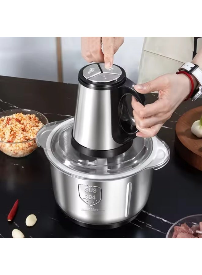 RAF 5 liter stainless steel electric meat grinder and vegetable slicer，Electric Stainless Steel Meat Grinder 2 Speeds Food Processor Kitchen Slicer Egg Beater - Vegetable & Garlic Mincer - Image 2