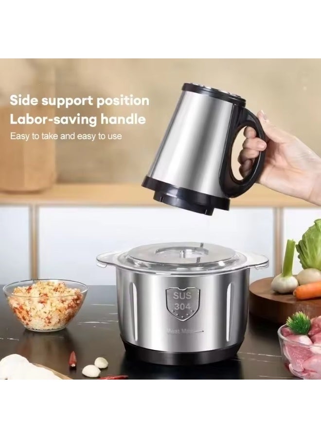 RAF 5 liter stainless steel electric meat grinder and vegetable slicer，Electric Stainless Steel Meat Grinder 2 Speeds Food Processor Kitchen Slicer Egg Beater - Vegetable & Garlic Mincer - Image 3